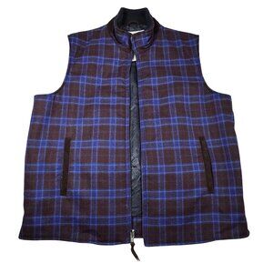 New Italian Wool Mens Plaid Vest Sz L Thinsulate Full Zip Preppy Dad Heritage